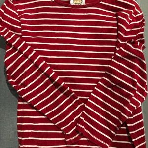 NAUTICAL TALBOTS BRIGHT RED STRIPED TOP 3X